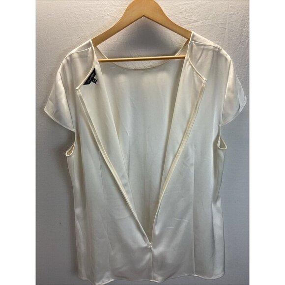 St. John Ivory Cap sleeve satin blouse top Formal Party‎ Layering size XL - Picture 4 of 14